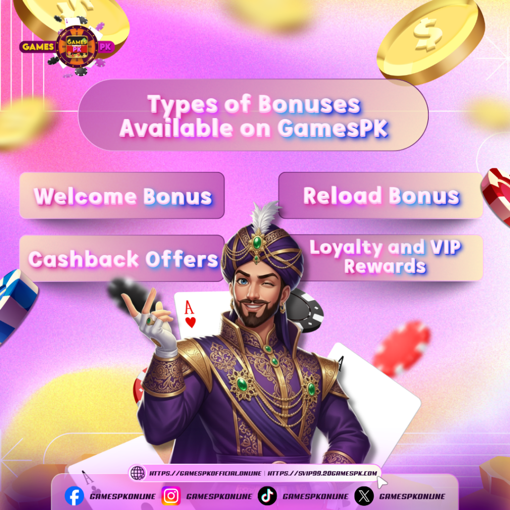 Types of Bonuses Available on GamesPK